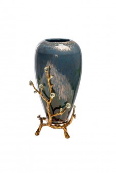 Ваза синяя с золотыми веточками d15*32см (TT-00008879)