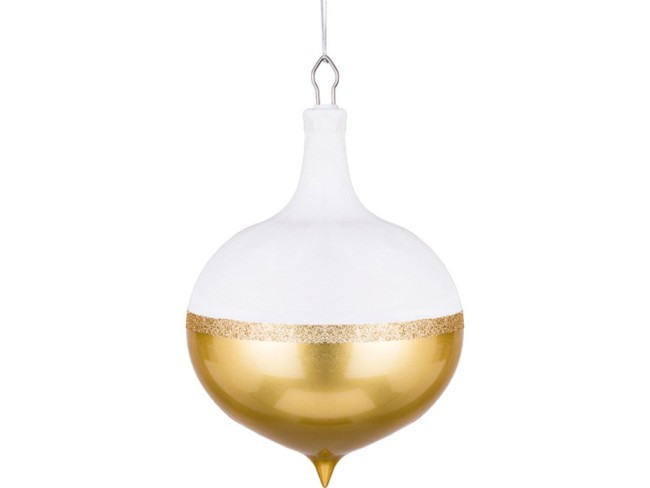 Декоративное изделие "шар" белый глиттер с золотым декором диаметр=22 см без упак. (мал-4/кор=12 шт. Lefard (749-101)