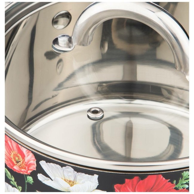 Кастрюля agness "маки" со стеклянной крышкой, нерж.сталь, 3,1л 20х11 см Agness (916-307)