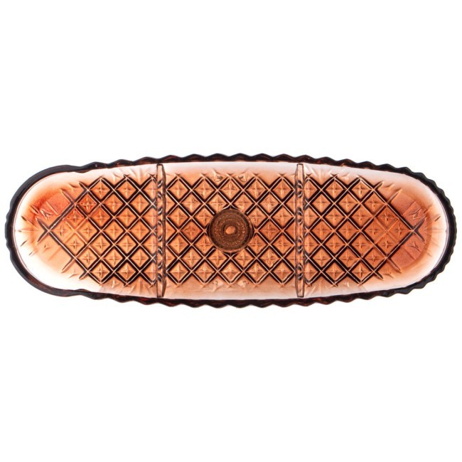 Блюдо на ножке 3 секции brown, 39*14 см Alegre Glass (337-113) Блюдо на ножке 3 секции brown, 39*14 см Alegre Glass (337-113)