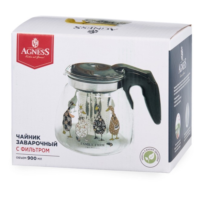 Заварочный чайник agness с фильтром "family farm" 900 мл. Agness (885-106) Заварочный чайник agness с фильтром "family farm" 900 мл. Agness (885-106)