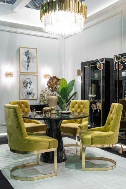 Стул велюр оливковый/матовое золото 65*61*93см (TT-00003611)