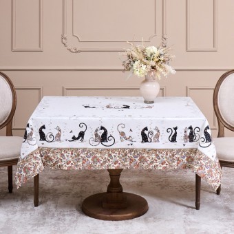 Скатерть " парижские коты" 110х140см ,белый ,100% хлопок ,твил с пропиткой Lefard (850-746-20) Скатерть " парижские коты" 110х140см ,белый ,100% хлопок ,твил с пропиткой Lefard (850-746-20)