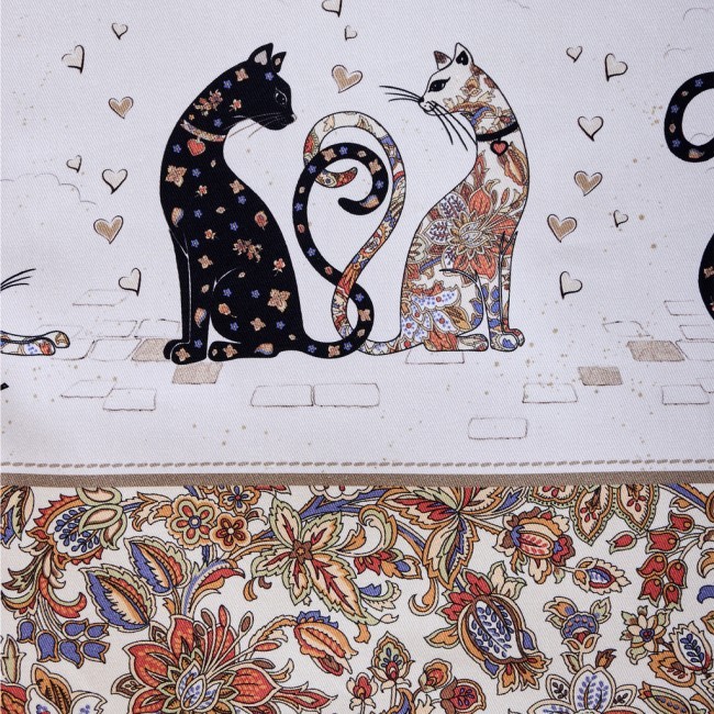 Скатерть " парижские коты" 110х140см ,белый ,100% хлопок ,твил с пропиткой Lefard (850-746-20)