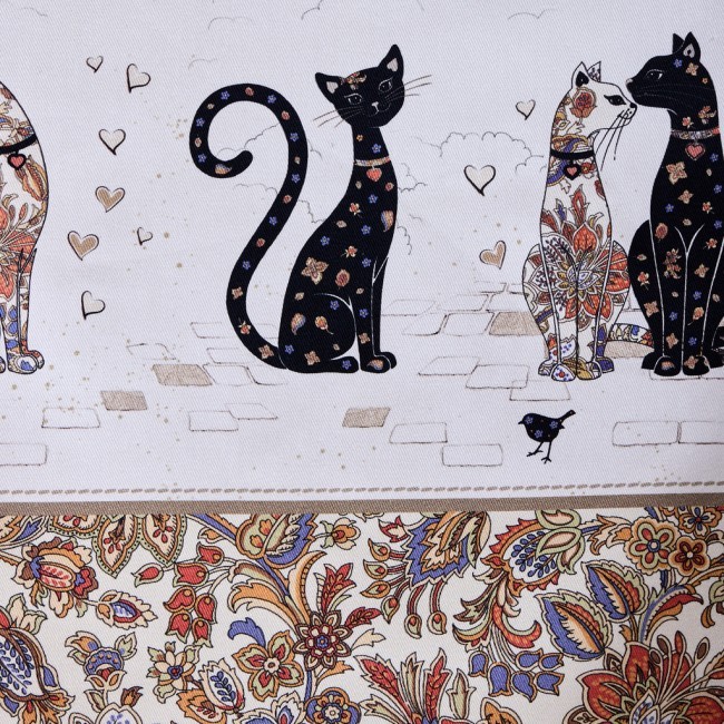 Скатерть " парижские коты" 110х140см ,белый ,100% хлопок ,твил с пропиткой Lefard (850-746-20)