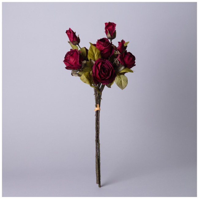 Букет из искусственных роз длина=53см ,цвет бордо мал.уп.=12шт Lefard (535-376)