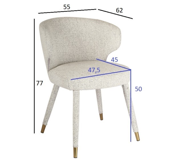 Стул обеденный шенилл белый 55*62*77см (TT-00014502)