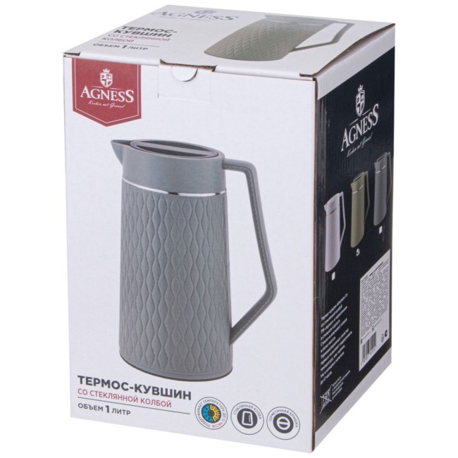 Термос 1л цвет серый Agness (734-102)
