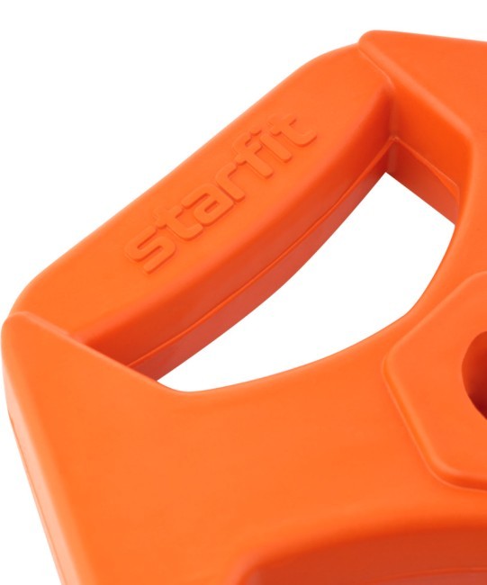 Диск обрезиненный с хватами STARFIT BB-205 d=26 мм, без стальной втулки, оранжевый, 2,5 кг (998393)