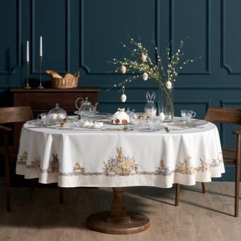 Скатерть овальная "лавандовая весна" 160х220см, 100% хлопок, твил c пропиткой Lefard (850-768-41)