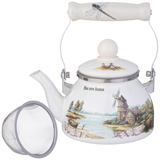 Чайник agness эмалированный со съемным фильтром из нжс серия "family house", 0,85 л Agness (943-060)