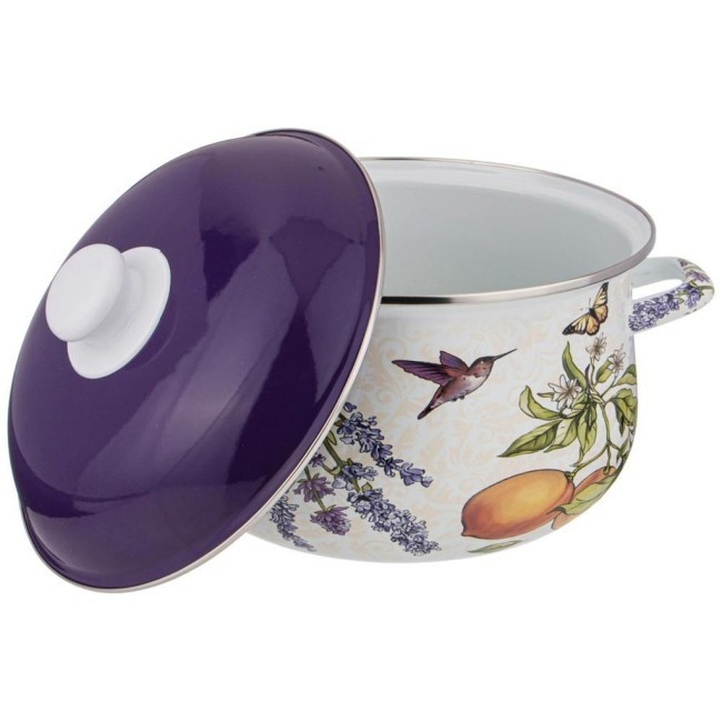 Кастрюля agness эмалированная с эмал.крышкой серия "прованс лимоны" 5.0 л, 24*14 см Agness (934-549)