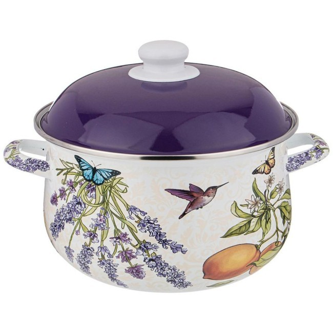 Кастрюля agness эмалированная с эмал.крышкой серия "прованс лимоны" 5.0 л, 24*14 см Agness (934-549)