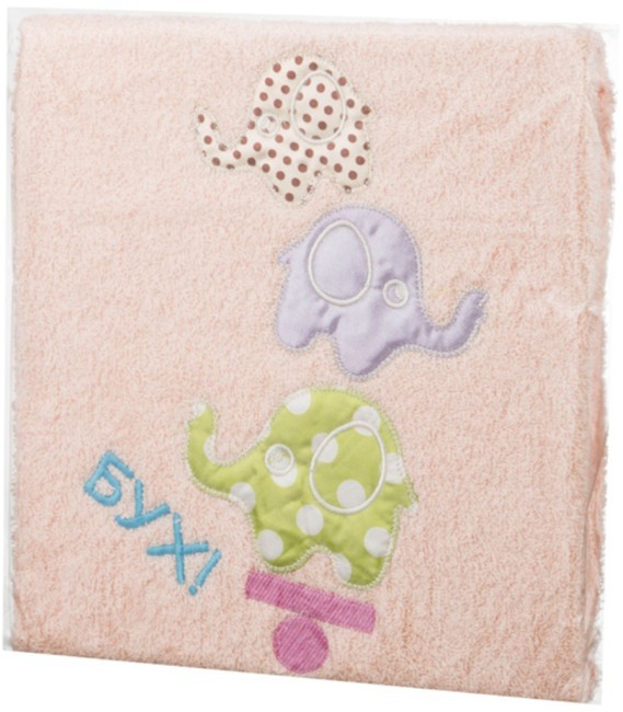 Полотенце махровое "слоники" 50х90, 100% хлопок, персик SANTALINO (850-560-10)