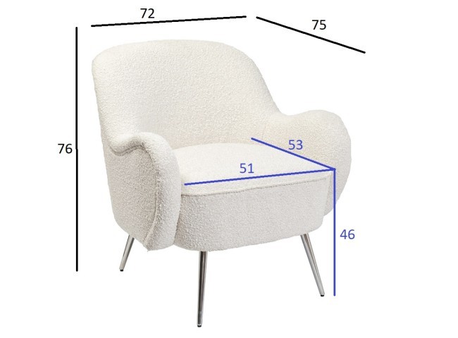 Кресло букле кремовое 72*75*76см мет.ножки (TT-00006367) Кресло букле кремовое 72*75*76см мет.ножки (TT-00006367)
