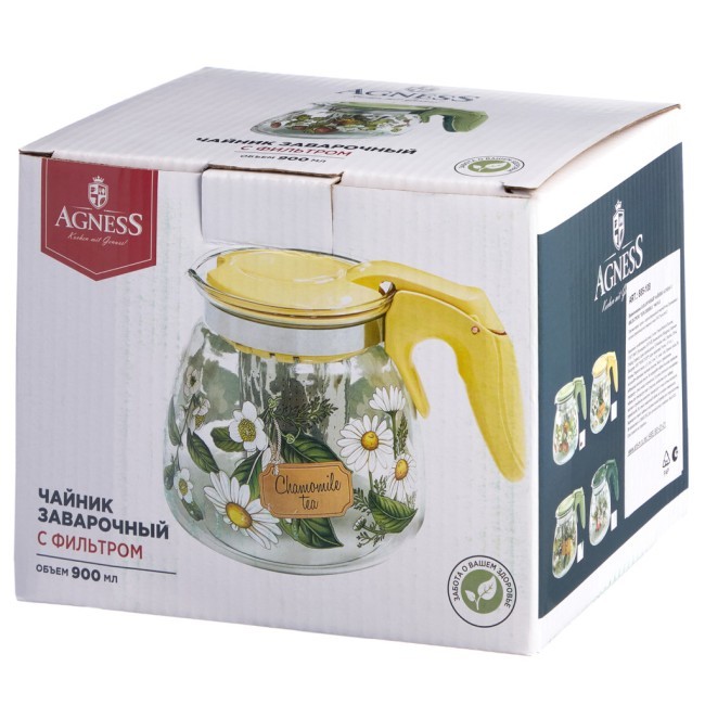 Заварочный чайник agness с фильтром "земляника" 900 мл. Agness (885-108) Заварочный чайник agness с фильтром "земляника" 900 мл. Agness (885-108)