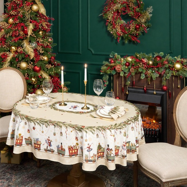 Скатерть  овальная  "щелкунчик" ,140х180см ,бежевый, 100% хлопок ,твил Lefard (850-757-4)