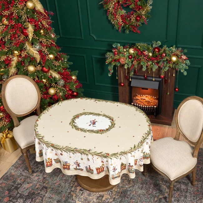 Скатерть  овальная  "щелкунчик" ,140х180см ,бежевый, 100% хлопок ,твил Lefard (850-757-4)