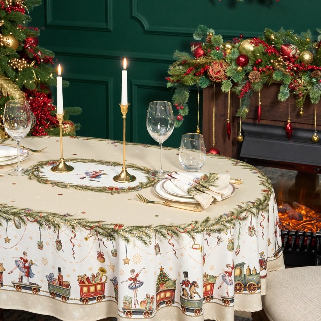 Скатерть  овальная  "щелкунчик" ,140х180см ,бежевый, 100% хлопок ,твил Lefard (850-757-4)