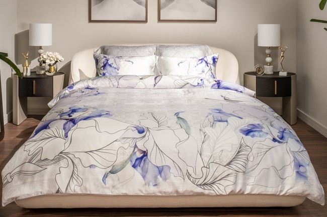 Кровать Palazzo 180 без мех.шенилл экрю Natur Ecru 215*240*90см (TT-00016495)