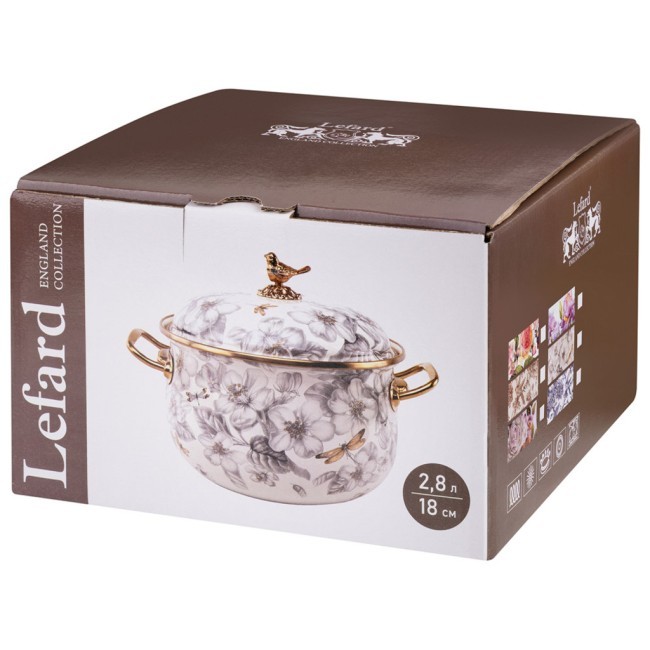 Кастрюля lefard эмалированная с крышкой, серия фландрия, 2,8л, диа.18см Lefard (950-767)