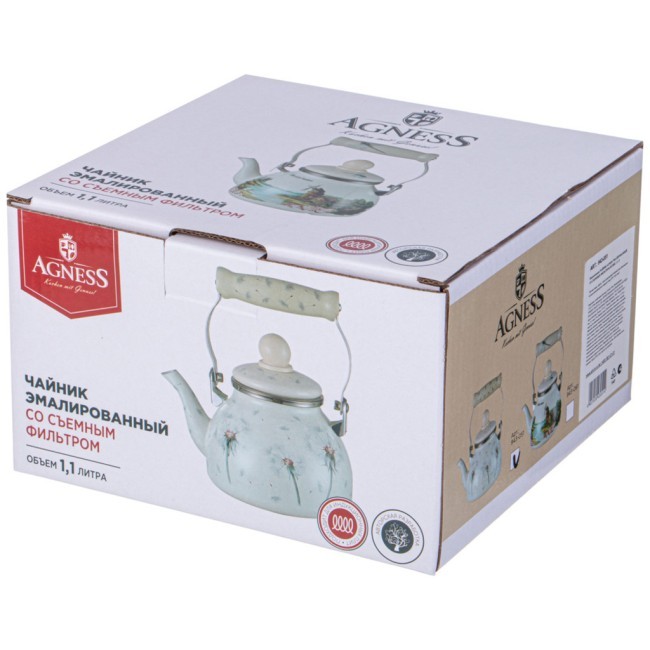 Чайник agness эмалированный со съемным фильтром из нжс серия "family house", 1,1 л Agness (943-061) Чайник agness эмалированный со съемным фильтром из нжс серия "family house", 1,1 л Agness (943-061)