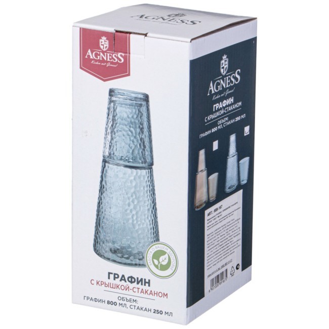 Графин с крышкой-стаканом agness "grey" 800 мл Agness (889-167)
