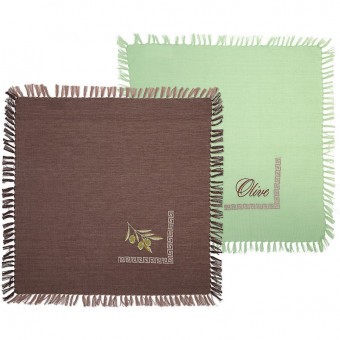 Комплект салфеток 40х40см из 2-шт"олива" 100% х/б, вышивка, коричневый+зелёный SANTALINO (850-523-2)