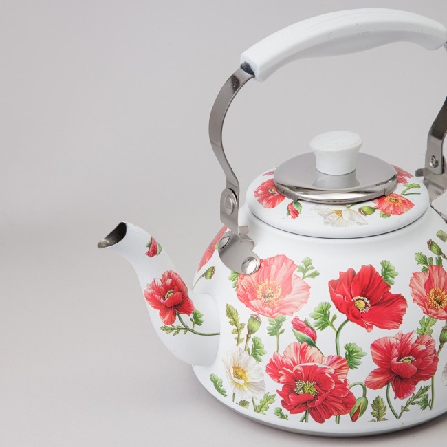 Чайник agness "белые маки" со встроенным свистком и фильтром 1000 мл Agness (916-435)