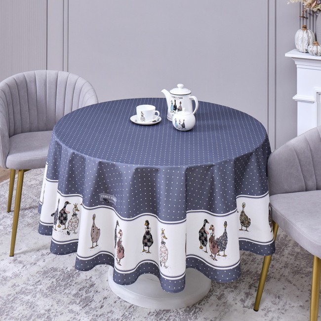 Скатерть круглая "family farm" 190 см , 100% хлопок,твил, пропитка, графит Lefard (850-747-22)