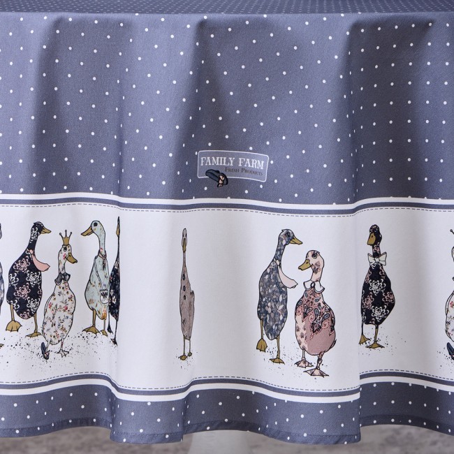 Скатерть круглая "family farm" 190 см , 100% хлопок,твил, пропитка, графит Lefard (850-747-22)