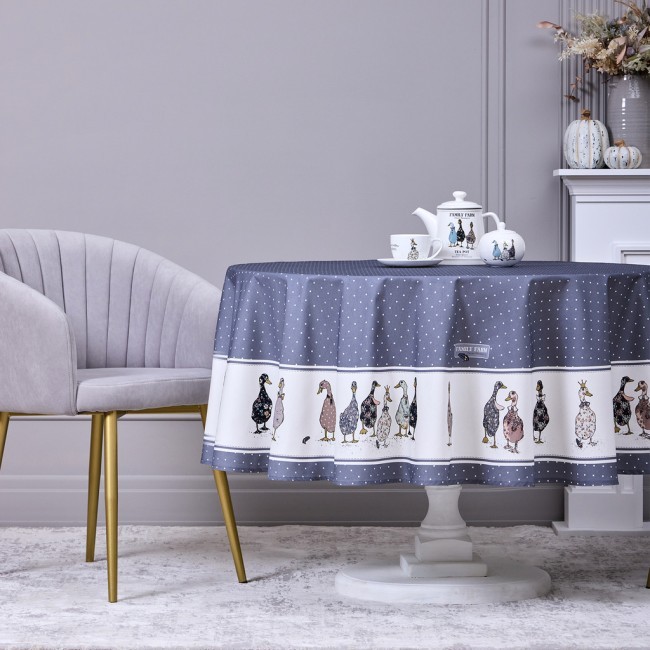 Скатерть круглая "family farm" 190 см , 100% хлопок,твил, пропитка, графит Lefard (850-747-22)