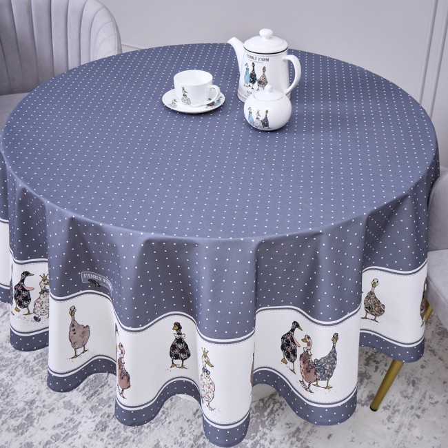 Скатерть круглая "family farm" 190 см , 100% хлопок,твил, пропитка, графит Lefard (850-747-22)