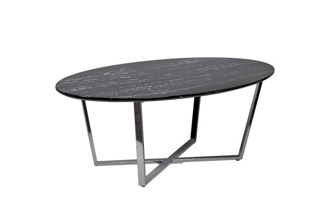 Стол журнальный овальный черный / хром 120*65*41см (TT-00011722)