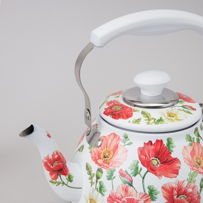 Чайник agness "белые маки" со встроенным свистком и фильтром 1500 мл Agness (916-436)