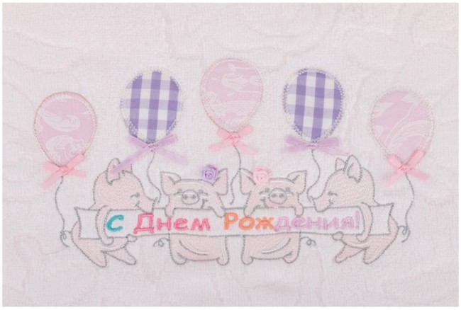 Полотенце махровое "хрюшки" 70х140см , 100% хлопок,розовый SANTALINO (850-560-15)