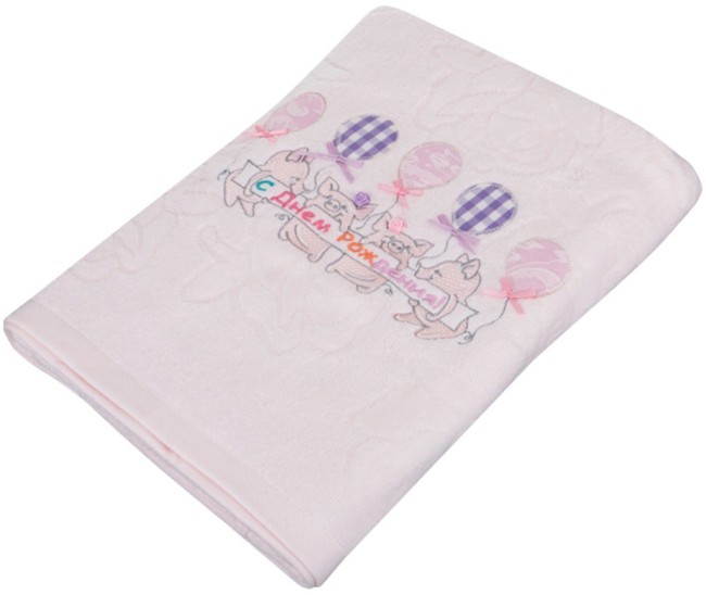 Полотенце махровое "хрюшки" 70х140см , 100% хлопок,розовый SANTALINO (850-560-15)