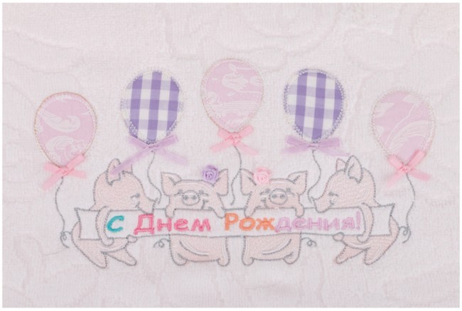 Полотенце махровое "хрюшки" 70х140см , 100% хлопок,розовый SANTALINO (850-560-15)