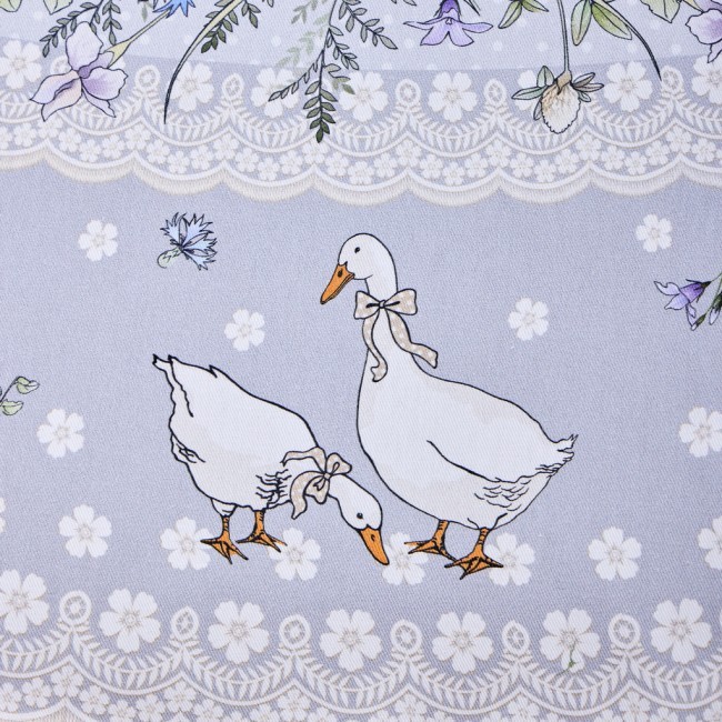 Скатерть круглая "гуси легард" диаметр=180 см., серый, 100% хлопок, твил, с пропиткой Lefard (850-710-22)