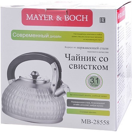Чайник 3,1л нерж/сталь со свистком Mayer&Boch (28558) Чайник 3,1л нерж/сталь со свистком Mayer&Boch (28558)
