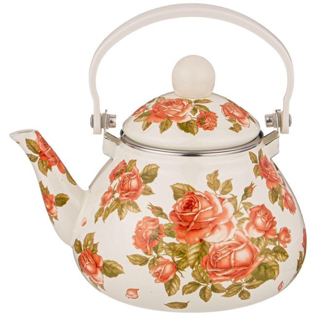 Чайник agness эмалированный со съемным фильтром из нжс, серия "корейская роза" 1,3 л Agness (934-395)