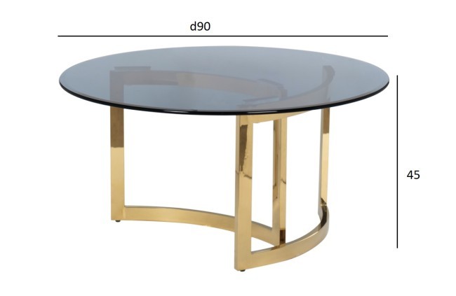 Стол журнальный темн.стекло/золото d90*45см (TT-00002544)