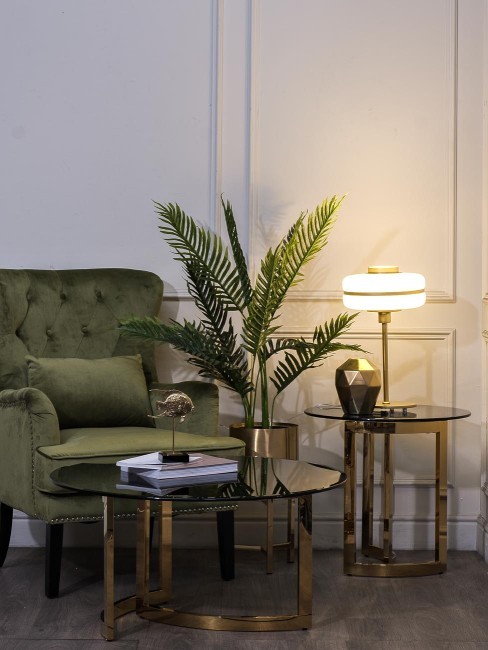 Стол журнальный темн.стекло/золото d90*45см (TT-00002544)