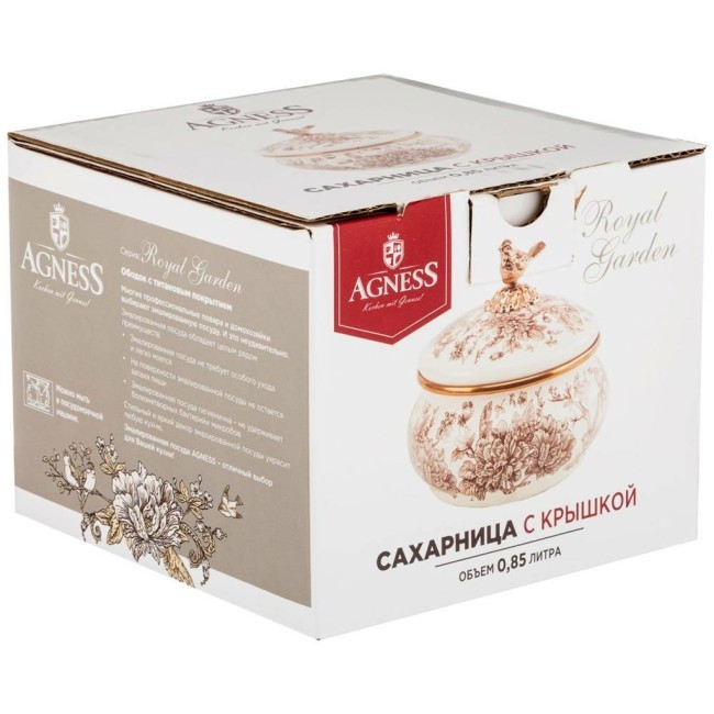 Сахарница agness эмалированная, серия royal garden 850mл Agness (950-093) Сахарница agness эмалированная, серия royal garden 850mл Agness (950-093)