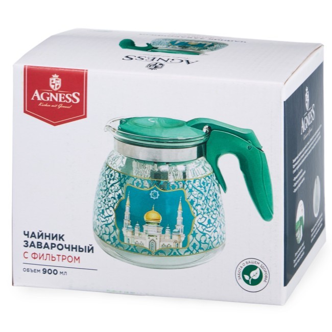 Заварочный чайник agness с фильтром "сура"  900 мл. Agness (885-116)