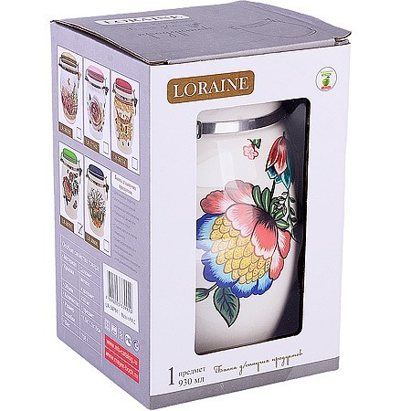 Банка для сыпучих продуктов 930мл Летний букет доломит LR (30791) Банка для сыпучих продуктов 930мл Летний букет доломит LR (30791)