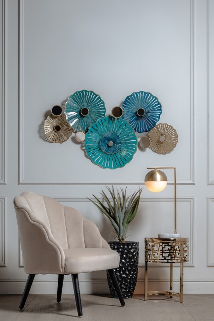 Настенный декор Цветы лазурно-золотистые115,6*67,3*8,3 (TT-00001395) Настенный декор Цветы лазурно-золотистые115,6*67,3*8,3 (TT-00001395)