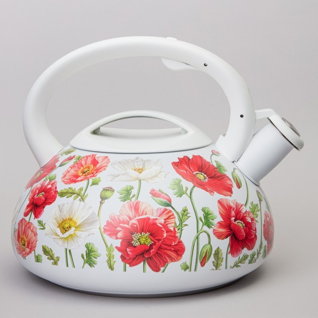 Чайник agness "белые маки" со свистком 3 л Agness (916-437)