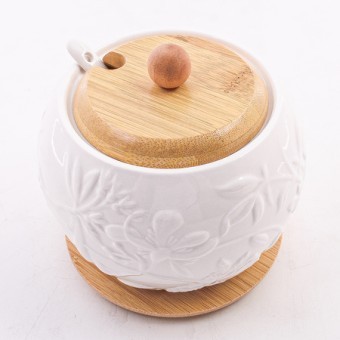 Сахарница на подставке 600 мл фарфор/бамбук LR (60317) Сахарница на подставке 600 мл фарфор/бамбук LR (60317)