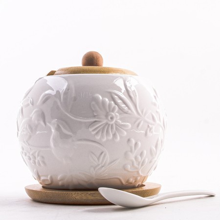 Сахарница на подставке 600 мл фарфор/бамбук LR (60317)